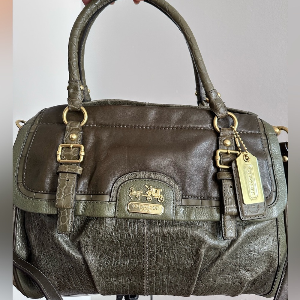 Coach Olive Green Leather Satchel BAG AND WALLET